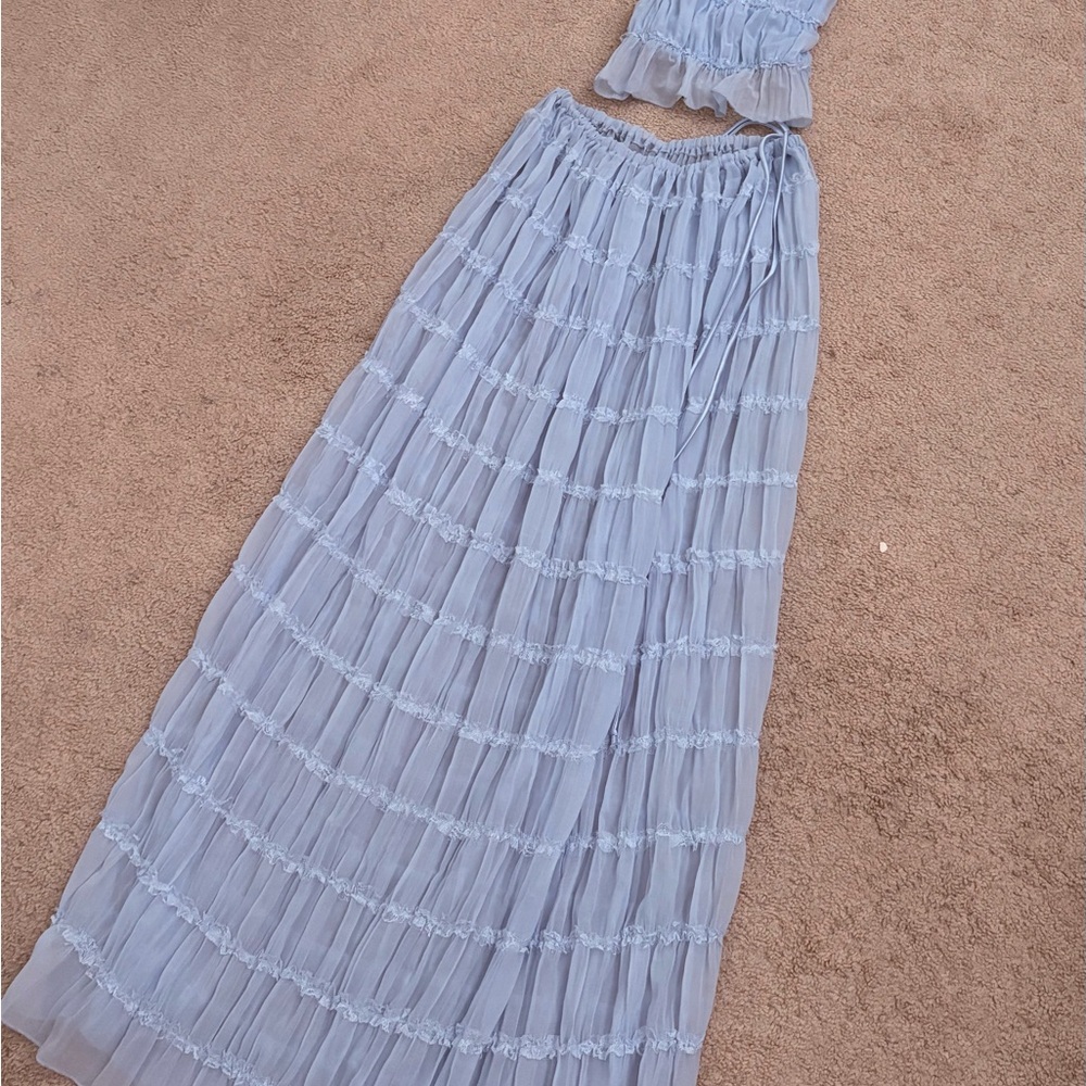 Elegant Blue Pleated Skirt